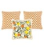 Orange Floral Blended Cotton 16 x 16 Inches Cushion Covers (Set of 3)