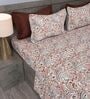 Orange Bohemian Paisley Design 210 TC 100% Cotton Superking Bedsheet with 2 Pillow Covers