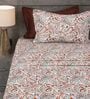 Orange Bohemian Paisley Design 210 TC 100% Cotton Superking Bedsheet with 2 Pillow Covers