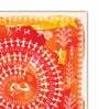 Warli Orange Canvas Teakwood And MDF Framed Art Print