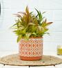 Orange Ceramic Aztec Desk Pot