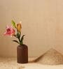Brown Ceramic Ribbed Vase (1 Pc)
