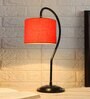 Orange Cotton Curvy Table Lamp with Iron Base