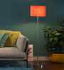 Orange Cotton Drum Shade Steel Floor Lamp Steel Base