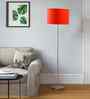 Orange Cotton Drum Shade Steel Floor Lamp Steel Base