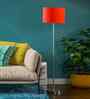 Orange Cotton Drum Shade Steel Floor Lamp Steel Base