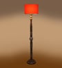 Orange Cotton Drum Wooden Floor Lamp