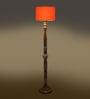 Orange Cotton Drum Wooden Floor Lamp