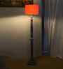 Orange Cotton Drum Wooden Floor Lamp