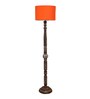 Orange Cotton Drum Wooden Floor Lamp