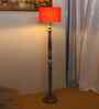 Orange Cotton Drum Wooden Floor Lamp