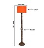 Orange Cotton Drum Wooden Floor Lamp