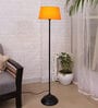 Orange Cotton Shade Floor Lamp With Metal Base
