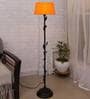 Royal Orange Cotton Shade Club Floor Lamp With Metal Base