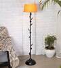 Royal Orange Cotton Shade Club Floor Lamp With Metal Base