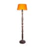 Orange Cotton Shade Floor Lamp With Wooden Base