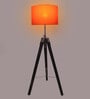 Orange Cotton Shade Tripod Floor Lamp with Black Base