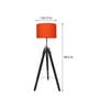 Orange Cotton Shade Tripod Floor Lamp with Black Base