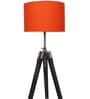 Orange Cotton Shade Tripod Floor Lamp with Black Base