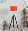 Orange Cotton Shade Tripod Floor Lamp with Black Base