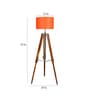 Orange Cotton Shade Tripod Floor Lamp With Teak wood Base