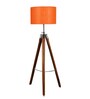 Orange Cotton Shade Tripod Floor Lamp With Mango wood Base