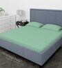 Green Cotton Solid Finest 300TC Plain Super King Bedsheet with 2 Pillow Covers