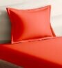 Orange Cotton Solid 210TC Plain Single Bedsheet with 1 Pillow Cover