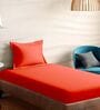 Orange Cotton Solid 210TC Plain Single Bedsheet with 1 Pillow Cover