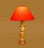 Orange Cotton Table Lamp With  Wood  Base -10X19 Inches