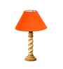 Orange Cotton Table Lamp With  Wood  Base -10X19 Inches