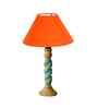 Orange Cotton Table Lamp With  Wood  Base -10X19 Inches