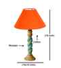 Orange Cotton Table Lamp With  Wood  Base -10X19 Inches