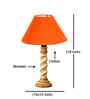 Orange Cotton Table Lamp With  Wood  Base -10X19 Inches