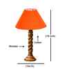 Orange Cotton Table Lamp With  Wood  Base -10X19 Inches