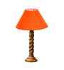 Orange Cotton Table Lamp With  Wood  Base -10X19 Inches