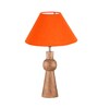 Orange cotton table lamp with  Wood Natural base -(10X18 inches)