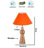 Orange cotton table lamp with  Wood Natural base -(10X18 inches)