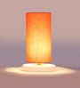 Orange Cotton table lamp with White wood base -7