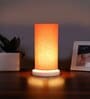 Orange Cotton table lamp with White wood base -7