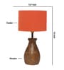 Orange Cotton Table Lamp With Wood Base