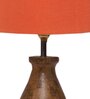 Orange Cotton Table Lamp With Wood Base