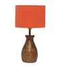 Orange Cotton Table Lamp With Wood Base