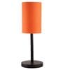 Orange Cylinder Fabric Shade Table Lamp, Minimalist Bedside Lamp with Metal Base for Bedroom, Living Room & Study