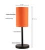 Orange Cylinder Fabric Shade Table Lamp, Minimalist Bedside Lamp with Metal Base for Bedroom, Living Room & Study