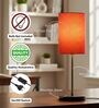Orange Cylinder Fabric Shade with Modern Silver & Black Table Lamp for Bedroom & Living Room