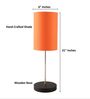 Orange Cylinder Fabric Shade with Modern Silver & Black Table Lamp for Bedroom & Living Room