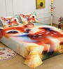 Orange Digital Animal Printed Cotton Blend Double Bedsheet with 2 Pillow Covers