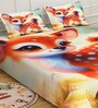 Orange Digital Animal Printed Cotton Blend Double Bedsheet with 2 Pillow Covers