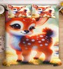 Orange Digital Animal Printed Cotton Blend Double Bedsheet with 2 Pillow Covers